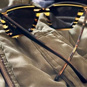 Coach Black and Amber glitter Varsity Stripe Sunglasses